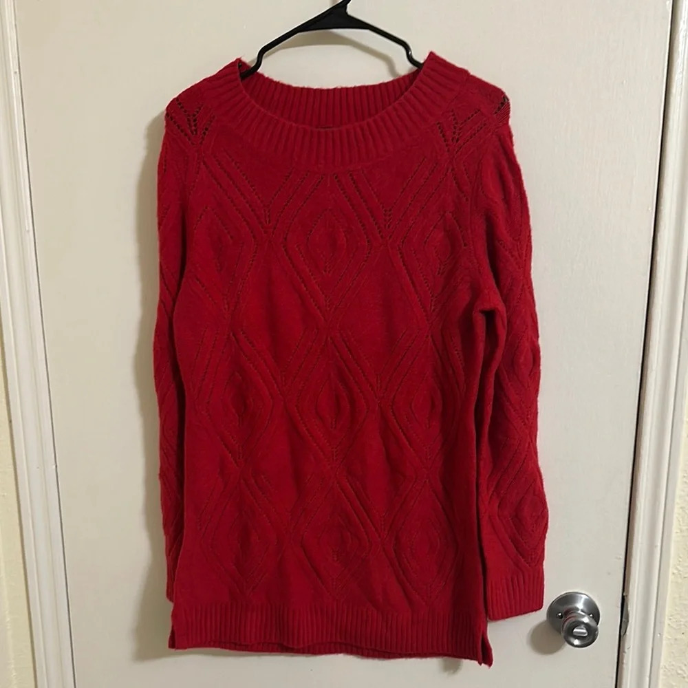 NWT Talbots Diamond Red‎ Scoop Neck Sweater